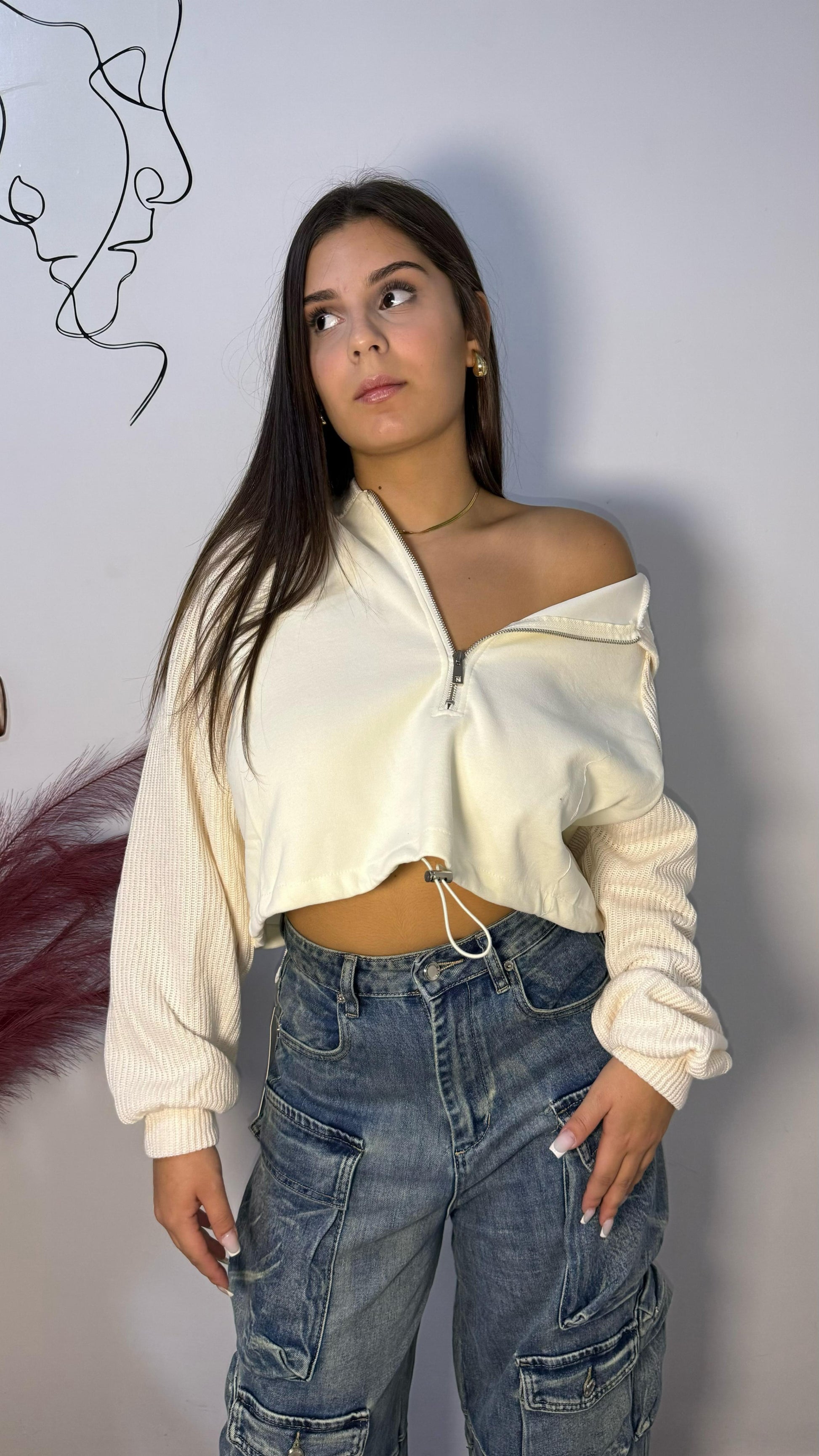 Felpa Con Zip e Cappuccio